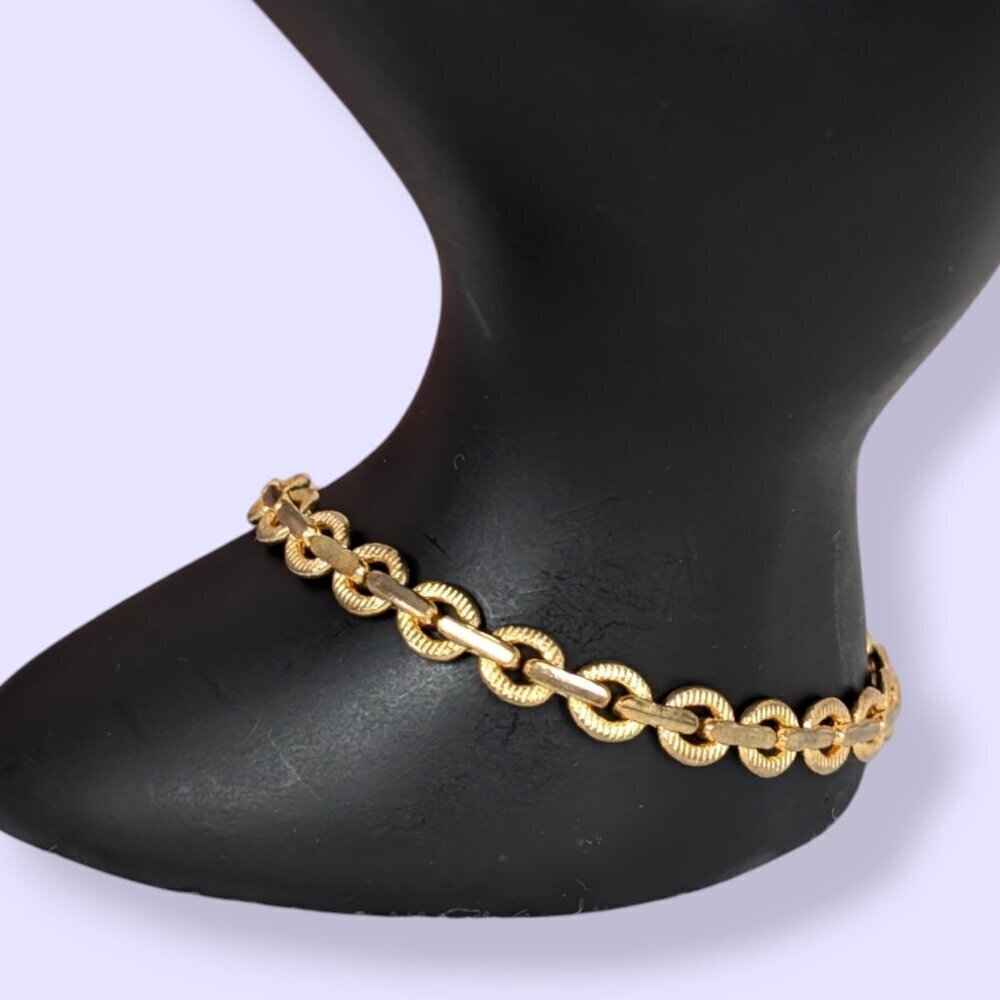 Textured Gold Tone Link Bracelet